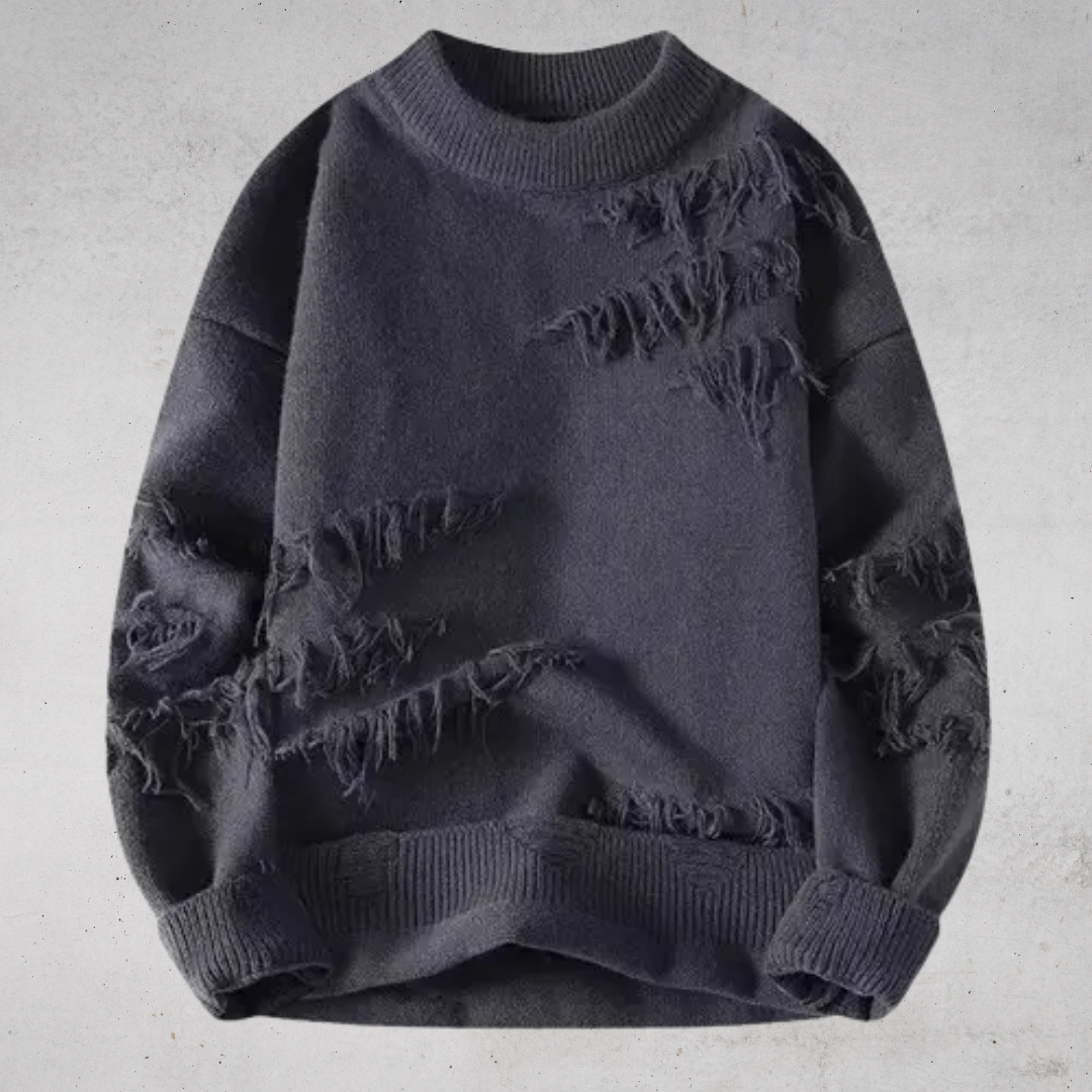 FRINGE DESIGN CREWNECK SWEATER-フリンジデザイン クルーネックセーター