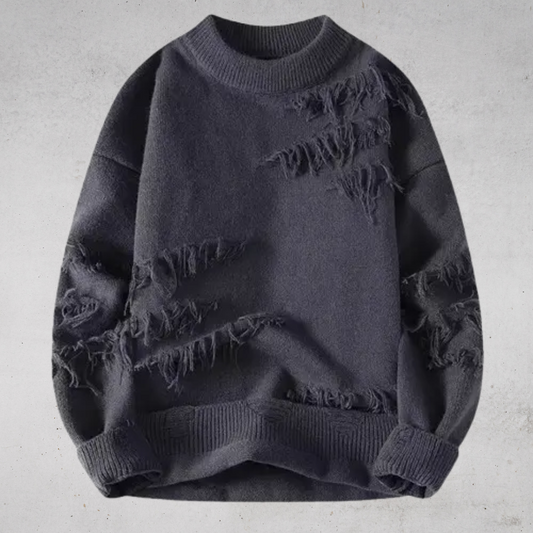 FRINGE DESIGN CREWNECK SWEATER-フリンジデザイン クルーネックセーター