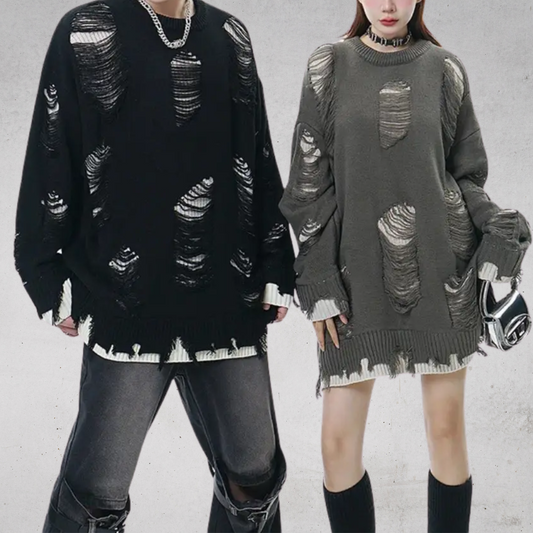 VINTAGE DAMAGE TASSEL KNIT-ヴィンテージタッセルダメージニット
