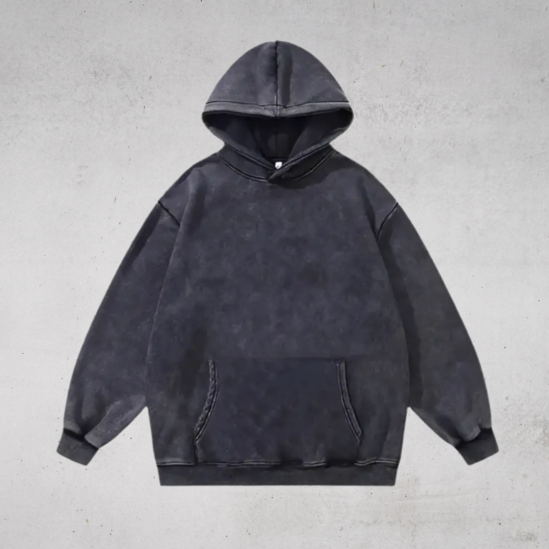 VINTAGE BLACK BASIC HOODIE-ヴィンテージライクブラックベーシックフーディー