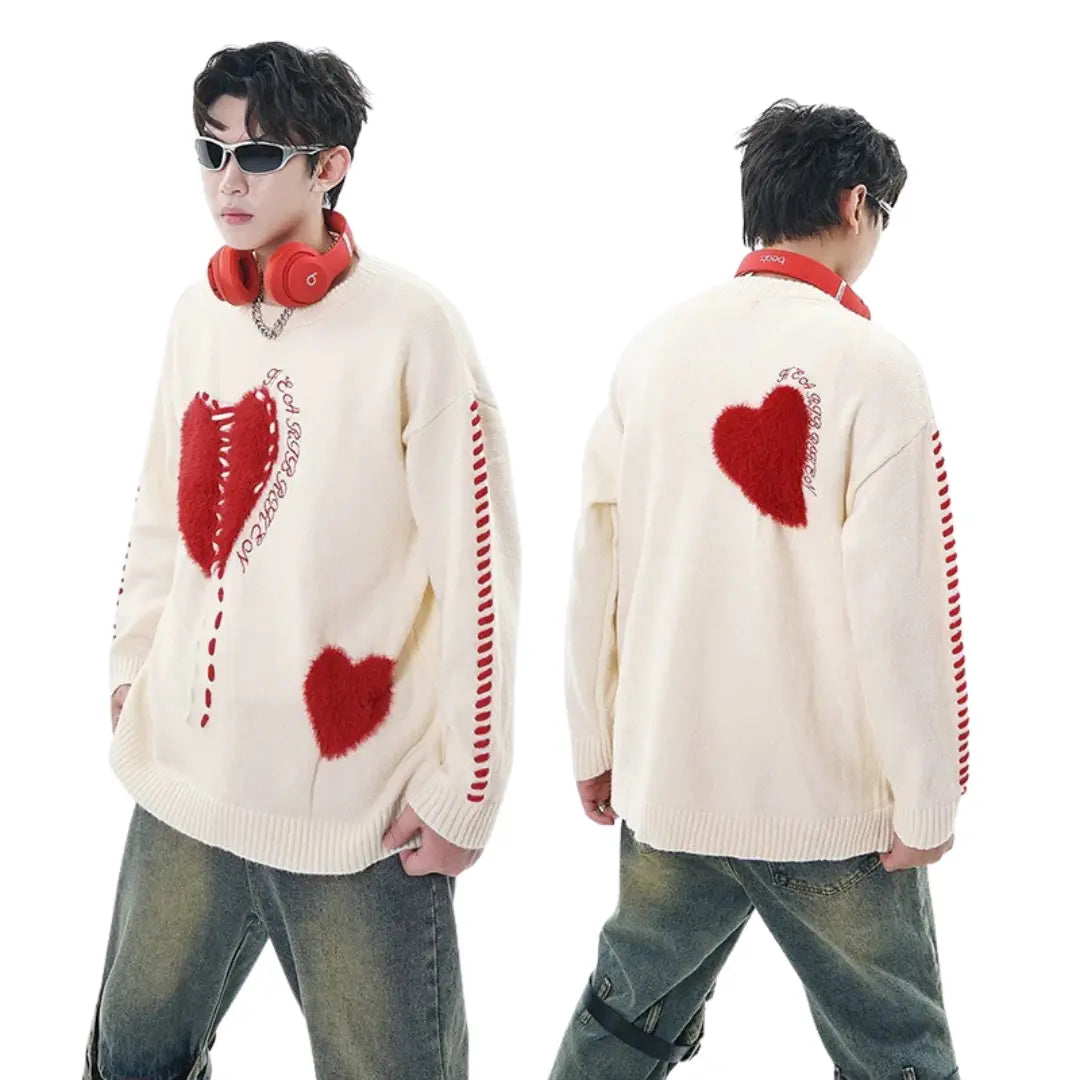 BROKEN HEART OVERSIZED KNIT SWEATER