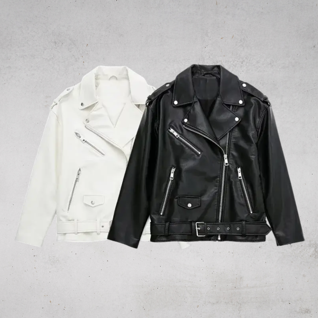 FEMININE CLASSIC FAUX LEATHER JACKET-フェミニンクラシックレザージャケット