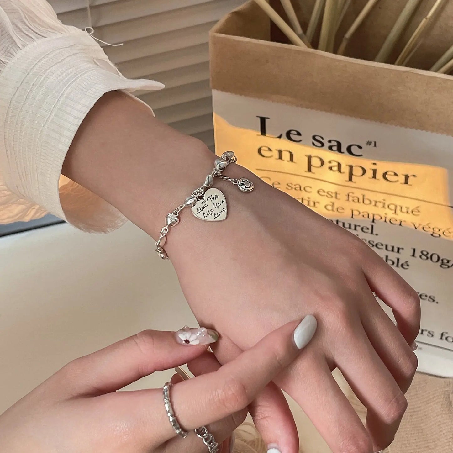 HEART CHARM SILVER BRACELET Mira Gemini