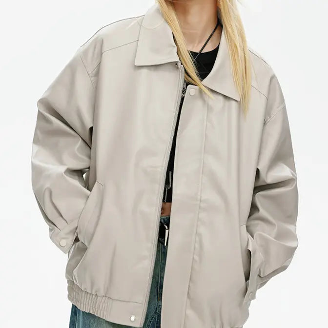 OVERSIZED FAUX LEATHER JACKET - オーバーサイズフェイクレザージャケット Mira Gemini