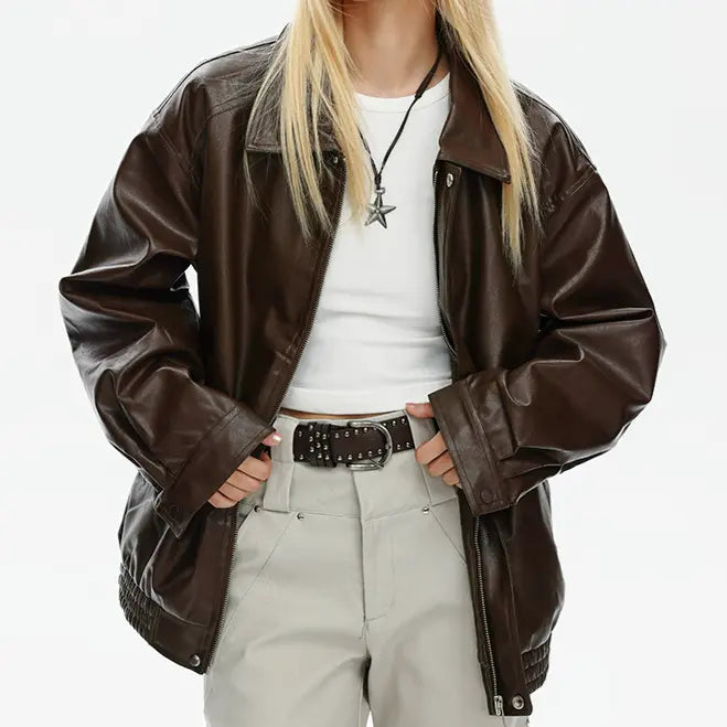 OVERSIZED FAUX LEATHER JACKET - オーバーサイズフェイクレザージャケット Mira Gemini