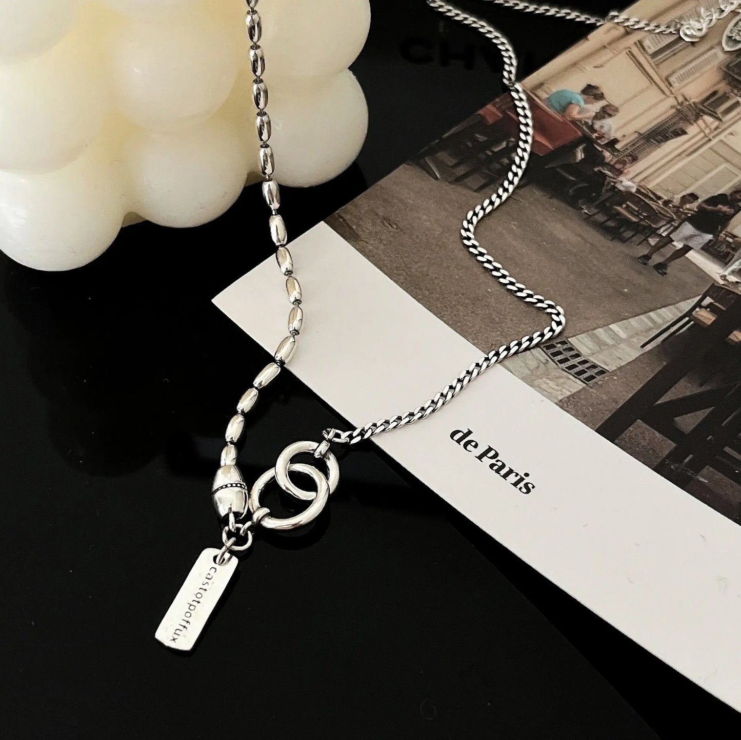 RETRO BEADS SILVER NECKLACE Mira Gemini