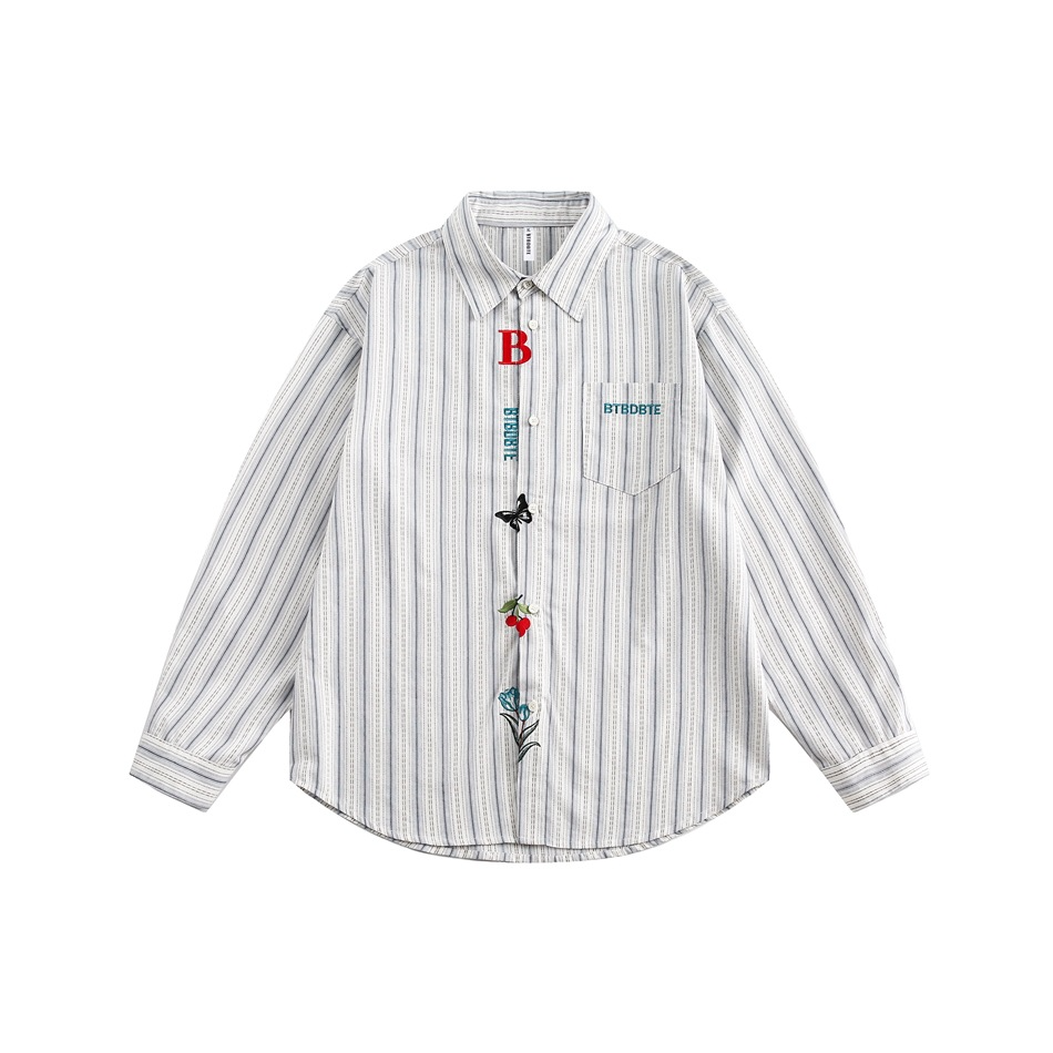 EMBROIDERED STRIPE SHIRT(エンブロイダードストライプシャツ)