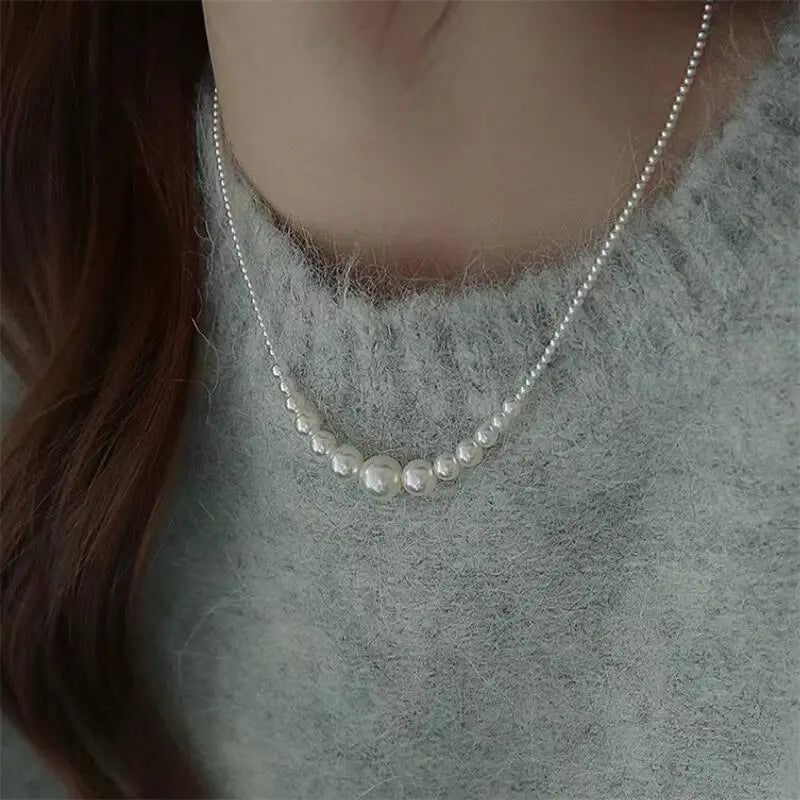 PEARL SILVER NECKLACE & PIERCE SET Mira Gemini