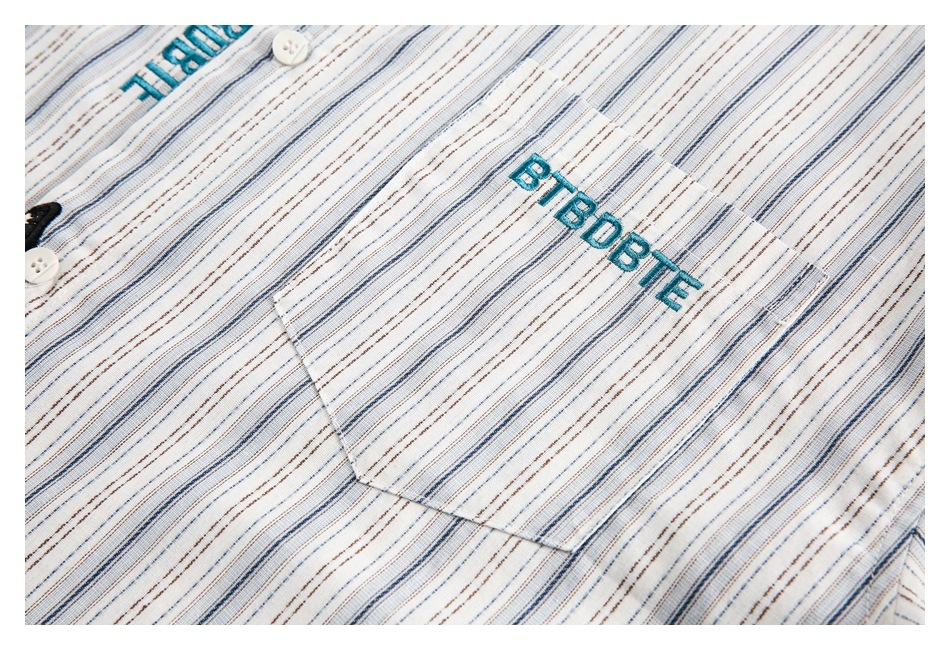 EMBROIDERED STRIPE SHIRT(エンブロイダードストライプシャツ)