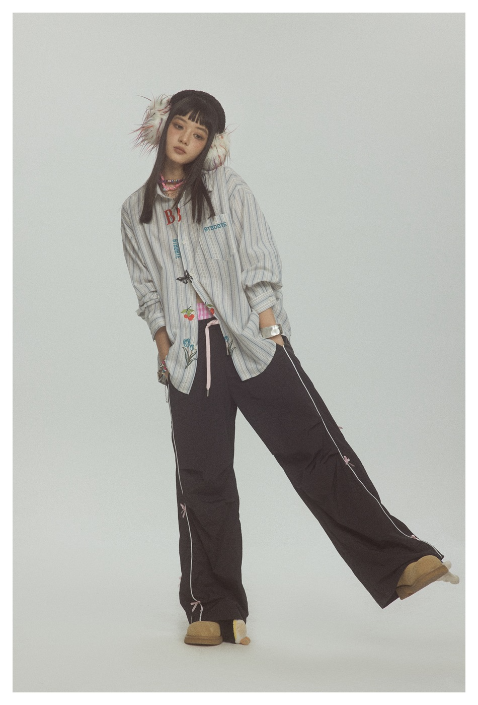 EMBROIDERED STRIPE SHIRT(エンブロイダードストライプシャツ)