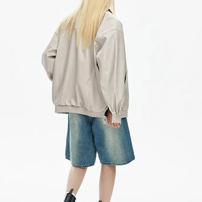 OVERSIZED FAUX LEATHER JACKET - オーバーサイズフェイクレザージャケット Mira Gemini
