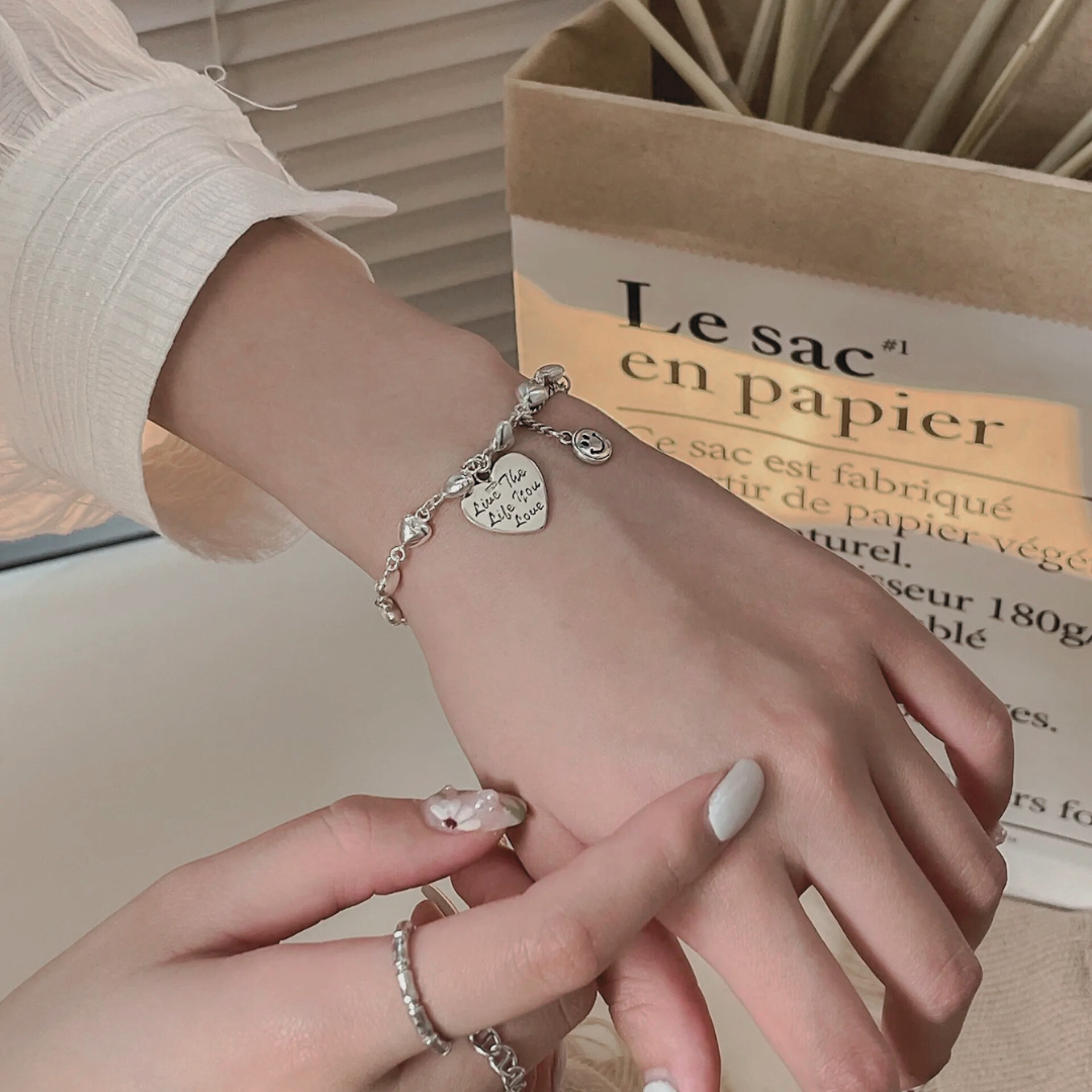 HEART CHARM SILVER BRACELET-Silver925 ブレスレット