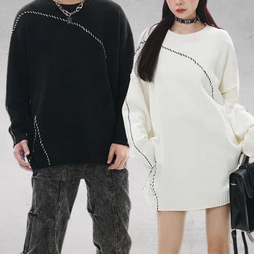DISTORTED SEAM SWEATER-ディストーテッドシームユニセックスニットセーター