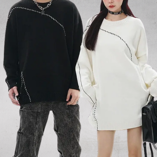 DISTORTED SEAM SWEATER-ディストーテッドシームユニセックスニットセーター