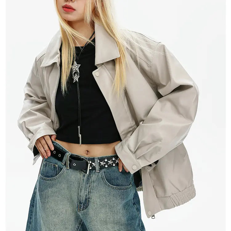 OVERSIZED FAUX LEATHER JACKET - オーバーサイズフェイクレザージャケット Mira Gemini