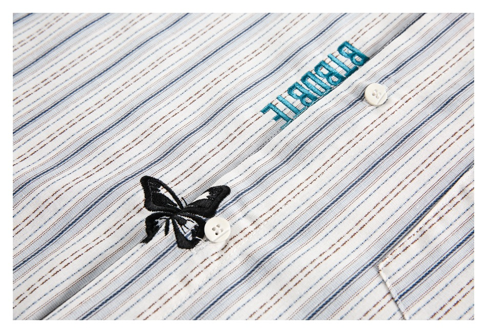 EMBROIDERED STRIPE SHIRT(エンブロイダードストライプシャツ)