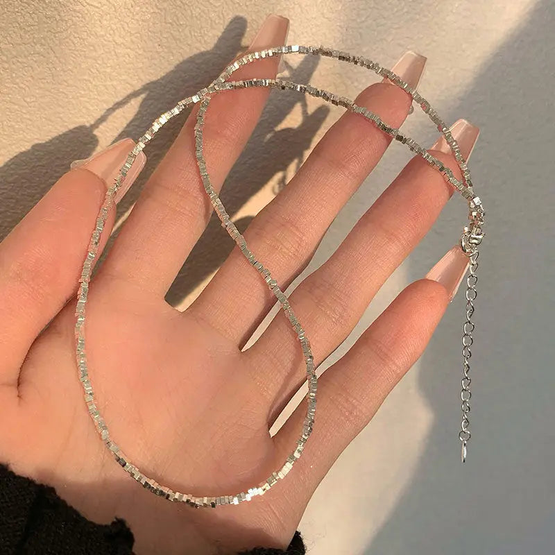 MINIMAL SILVER CHAIN NECKLACE Mira Gemini