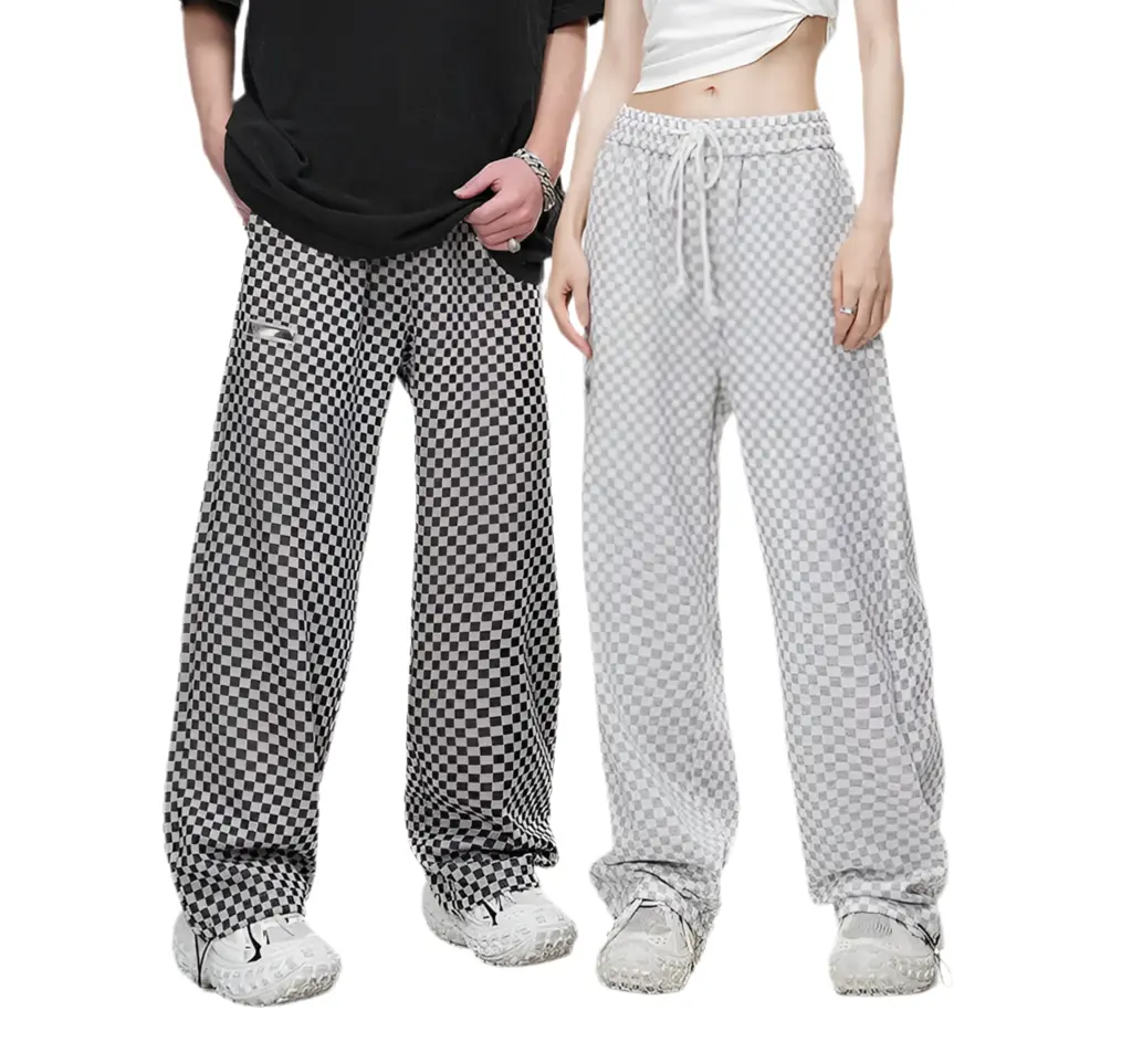 VINTAGE CHECKERED STRAIGHT LEG CASUAL PANTS-ヴィンテージライクチェックストレートレグカジュアルパンツ Mira Gemini
