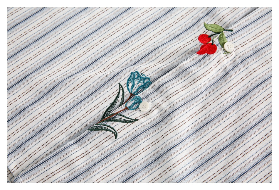 EMBROIDERED STRIPE SHIRT(エンブロイダードストライプシャツ)