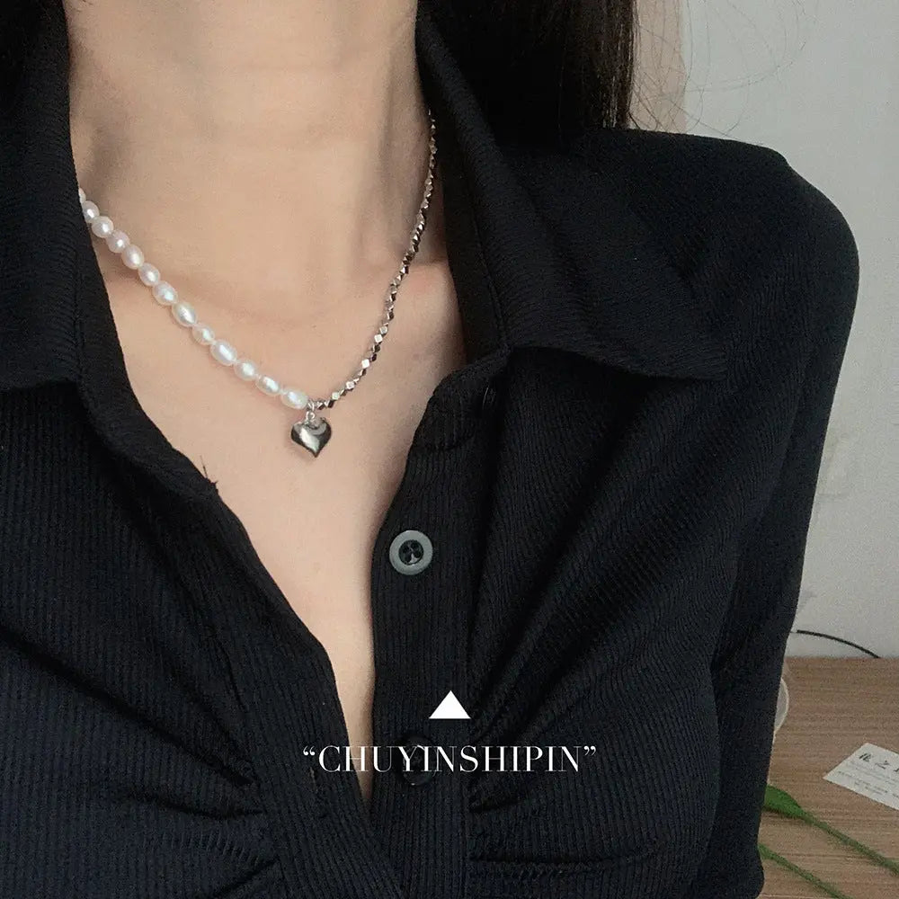 PEARL HEART SILVER NECKLACE Mira Gemini