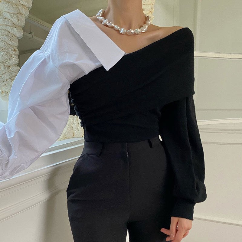 ASYMMETRIC OFF SHOULDER SHIRT(アシンメトリーオフショルダーシャツ)|レディース