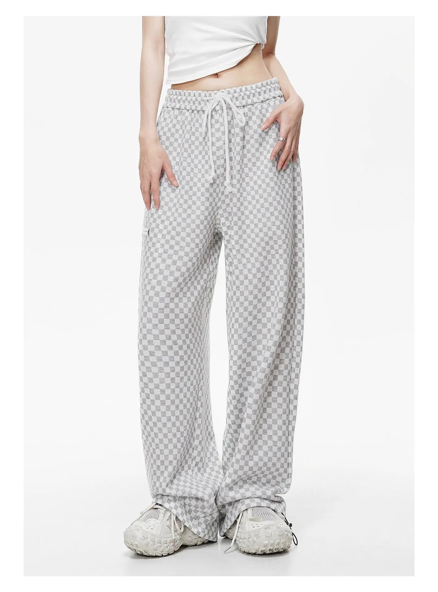 VINTAGE CHECKERED STRAIGHT LEG CASUAL PANTS-ヴィンテージライクチェックストレートレグカジュアルパンツ Mira Gemini