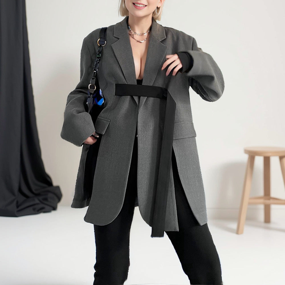 COLOR-CLASH LOOP DESIGN SUIT JACKET(バイカラー ループデザイン スーツジャケット)|レディース