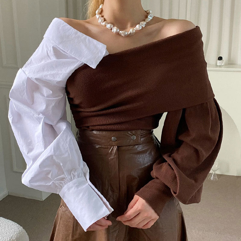 ASYMMETRIC OFF SHOULDER SHIRT(アシンメトリーオフショルダーシャツ)|レディース