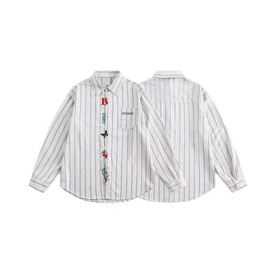 EMBROIDERED STRIPE SHIRT(エンブロイダードストライプシャツ)