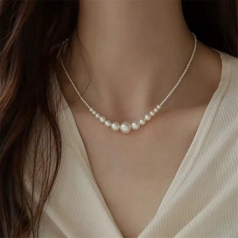 PEARL SILVER NECKLACE & PIERCE SET Mira Gemini