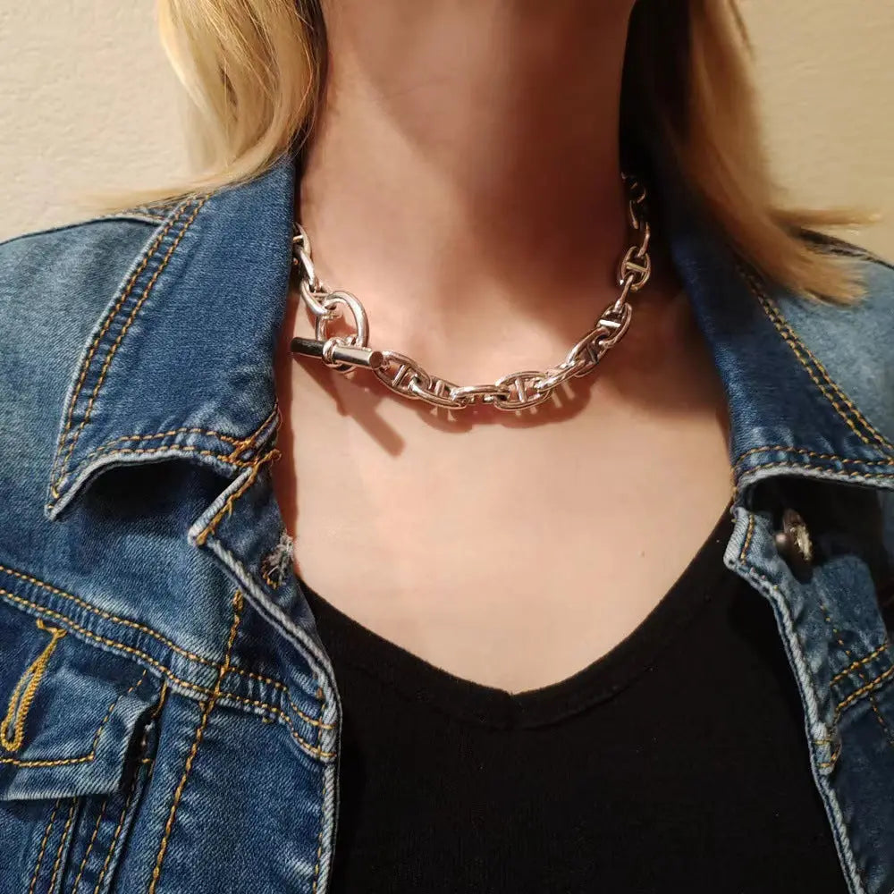 PUNK SILVER CHAIN NECKLACE Mira Gemini