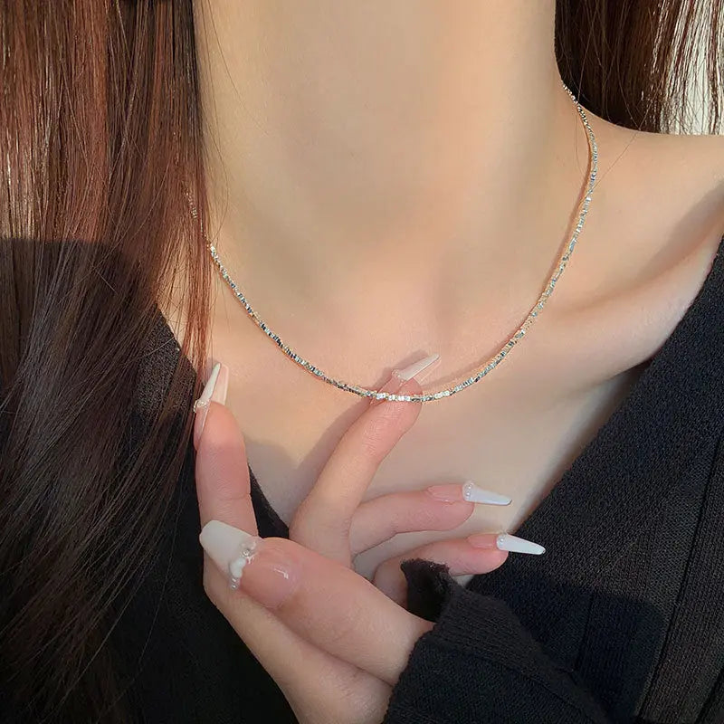 MINIMAL SILVER CHAIN NECKLACE Mira Gemini