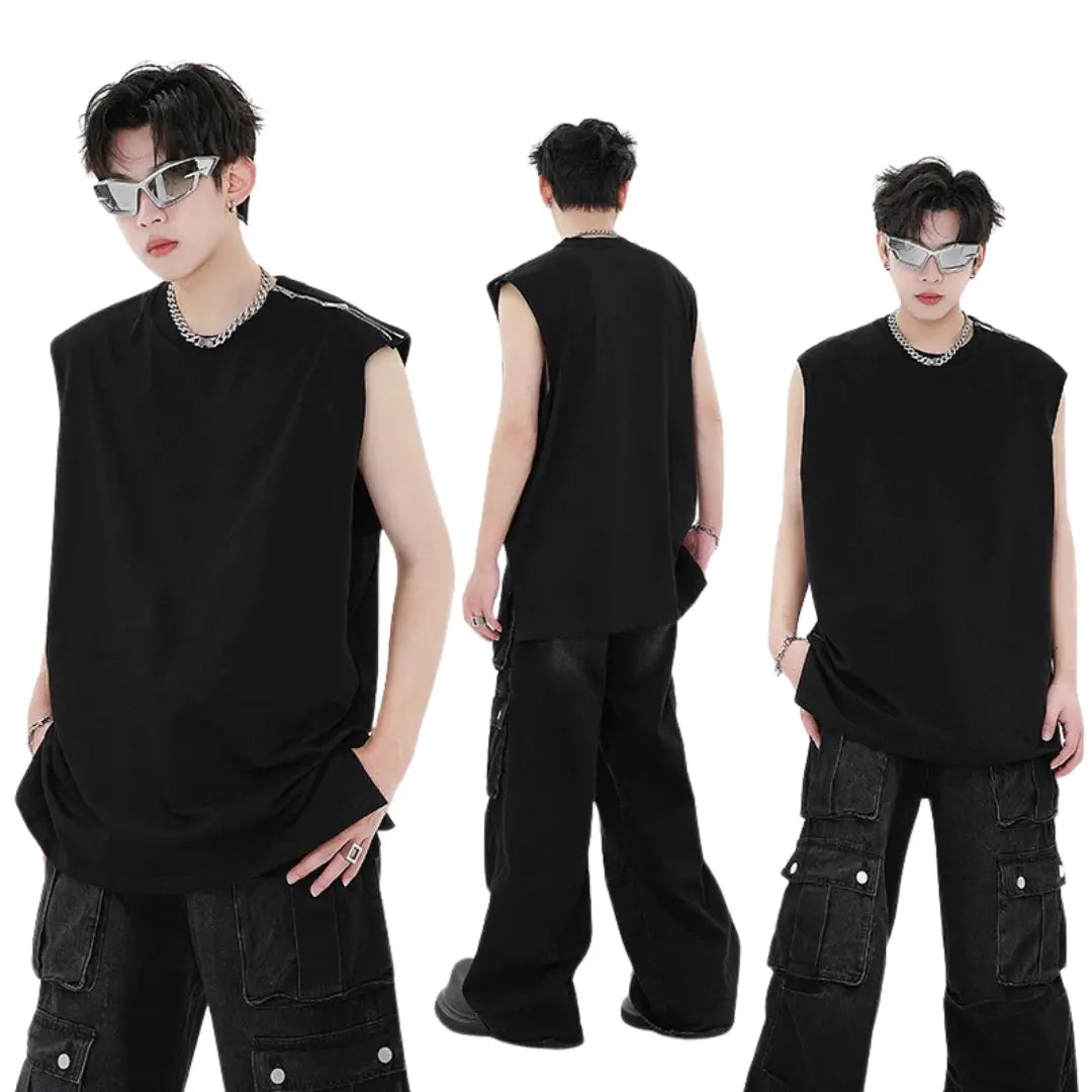 SLEEVELESS BASIC NO SLEEVE TEE
