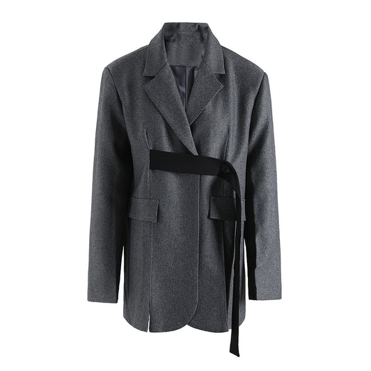 COLOR-CLASH LOOP DESIGN SUIT JACKET（バイカラー ループデザイン スーツジャケット）｜レディース