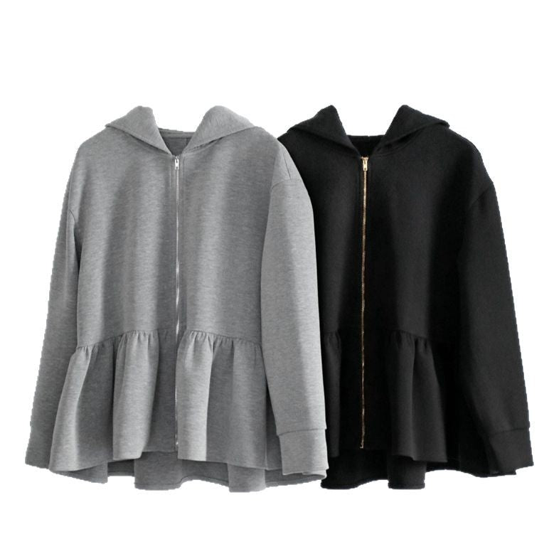 ELFRANK Frill Hem Sweat Hoodieフリルヘムスウェットパーカー｜レディース
