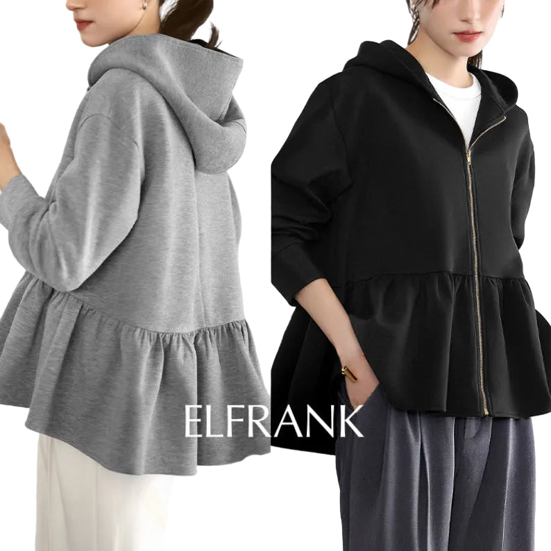 ELFRANK Frill Hem Sweat Hoodieフリルヘムスウェットパーカー｜レディース