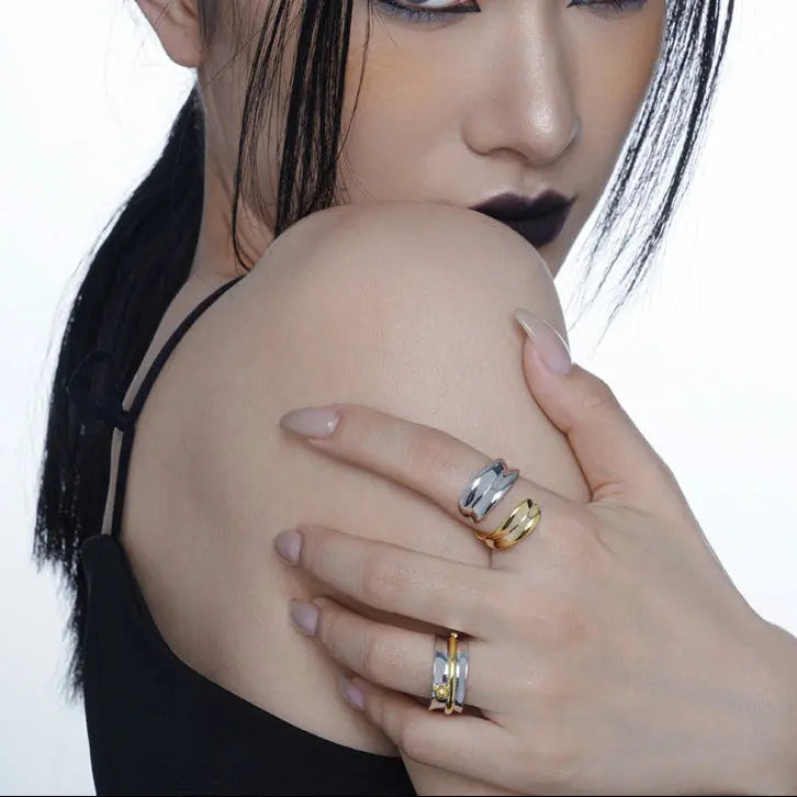 TWO-TONE OPEN RING Mira Gemini